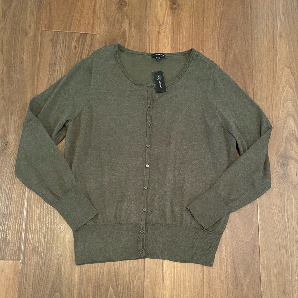 NWT Lane Bryant crew neck button up green cardigan size 14/16 plus size sweater